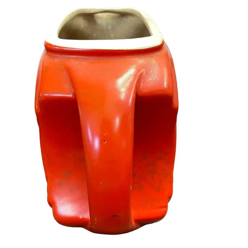 Vintage Disc Pitcher Orange Red Art Deco Poppy Crazing Unmarked 1930s USA READ